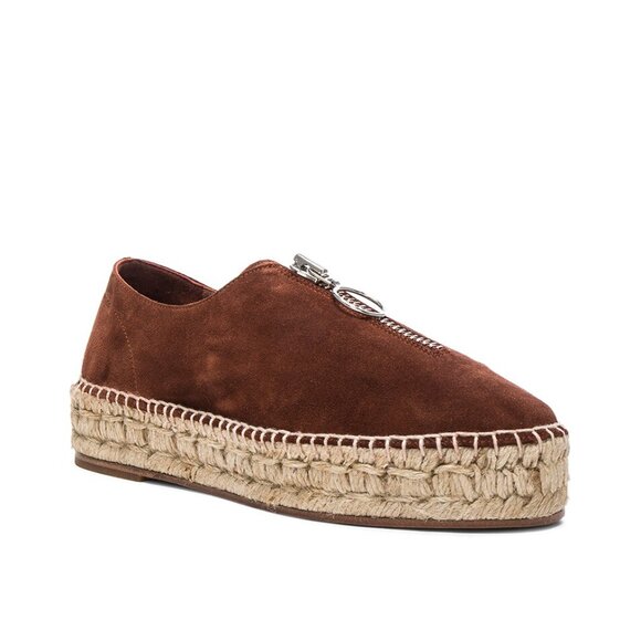 Alexander Wang Rich Brown Suede Devon Espadrille Platform Sneakers Zip Front 8 - Picture 2 of 16